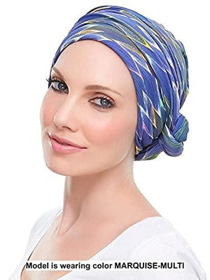 Bundle - 2 Items: The Softie Wrap Print by Jon Renau Headcovers (Item #1), Christy's Wigs Q & A Booklet (item #2) - Color: Dark Sky