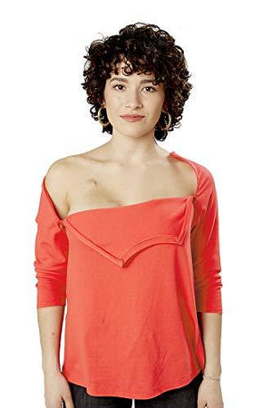 Care+Wear Women’s Long-Sleeve Chest Port Access Shirt – Women’s Long-Sleeve Shirt with Port Access for Central Line (XX-Large, Coral)