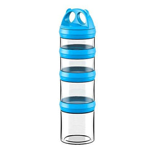 SELEWARE Portable Stackable Food Storage Containers for Snacks Formula Powder and Drinks Twist Lock System Airtight Leak-proof BPA and Phthalate Free 4 Piece Jars 31oz Blue