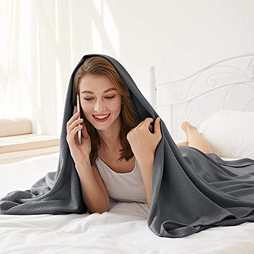 AmyHomie Cooling Blanket King Size, 100% Bamboo Blankets for Hot Sleepers Night Sweats, Lightweight Breathable Summer Cool Blankets for Bed Couch(Dark