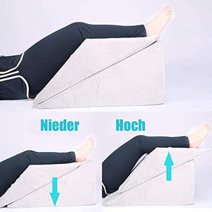 Lisenwood Foam Bed Wedge Pillow Set - Reading Pillow & Back Support Wedge Pillow for Sleeping - 2 Separated Sit Up Pillows for Bed - Angled Bed Pillow, Triangle Pillow for Back and Legs Support Gray