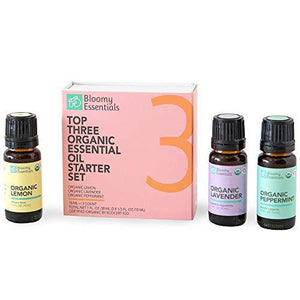 Bloomy Essentials Top 3 Organic Essential Oils Starter Set 10 mL (1/3 oz)