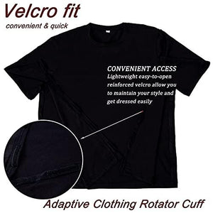 OUDI LINE Uni-Sex Post Shoulder Surgery Shirt & Rehab Shirt with Stick On Fasteners, Convenient and Quick (X-Large, Black)