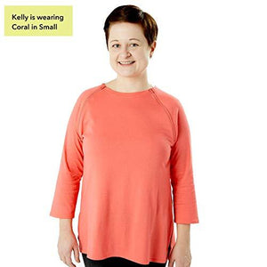 Care+Wear Women’s Long-Sleeve Chest Port Access Shirt – Women’s Long-Sleeve Shirt with Port Access for Central Line (XX-Large, Coral)