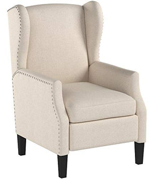 Westeros Traditional Wingback Fabric Recliner Chair (Wheat)