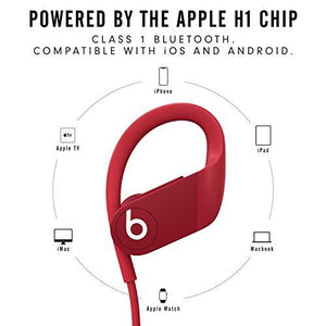 Powerbeats High-Performance Wireless Earbuds - Apple H1 Headphone Chip, Class 1 Bluetooth Headphones, 15 Hours of Listening Time, Sweat Resistant, Built-in Microphone - Red