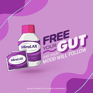 MiraLAX Laxative Powder for Gentle Constipation Relief, 10 Count Mix-In Packs + Mixing Stirrers