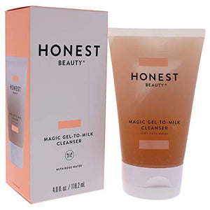 Honest Beauty Magic Gel-to-Milk Cleanser with Pink Kaolin Clay & Water | EWG Certified + Dermatologist & Ophthalmologist tested & Cruelty Free | 4 fl. oz.