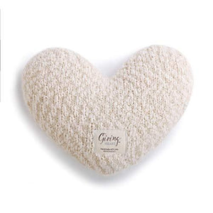 DEMDACO Cream Heart Shaped 10 x 11 inch Plush Polyester Decorative Throw Giving Pillow