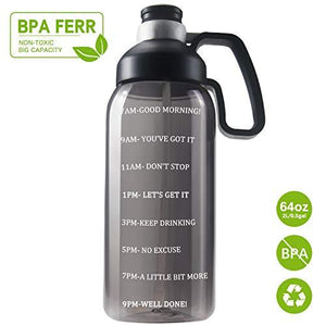 64 OZ Water Bottle with Straw, Motivational Water Bottle with Time Marker