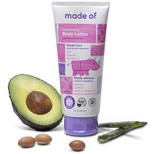 MADE OF Organic Baby Lotion Moisturizing - EWG Rated 1 - Baby Eczema Cream - Dermatologist and Pediatrician Approved - for Sensitive Skin - Made in USA - 7oz (Fragrance Free, 1-Pack)