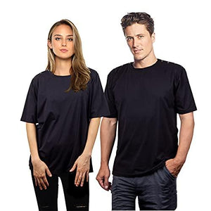 Shoulder Surgery Shirts, Unisex Rehab Shirt with Discreet Shoulder Snaps, Chemo Clothing, Short Sleeve Shirt Men & Women (Black, Medium)