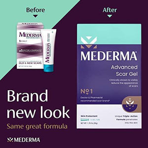 Mederma Advanced Scar Gel 1x Daily Reduces The Appearance Of Old New Scars #1 Doctor Pharmacist Recommended Brand for Scars 1.76oz, Clear, 50 grams
