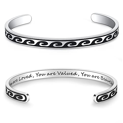 TONY & SANDY Inspirational Gifts for Girls - You Are Loved You Are Valued You Are Beautiful Bracelet Jewelry - Teen Girls Gifts, Motivational Mantra Cuff Bracelet Friendship Jewelry for Her
