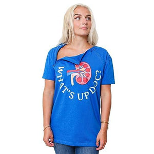 MandMcares Dialysis Chest Port Catheter Access Chemotherapy Shirts New Added Snap Button on Top Zippers for Decency (X-Large, Blue)