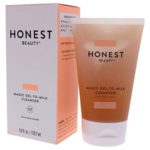 Honest Beauty Magic Gel-to-Milk Cleanser with Pink Kaolin Clay & Water | EWG Certified + Dermatologist & Ophthalmologist tested & Cruelty Free | 4 fl. oz.