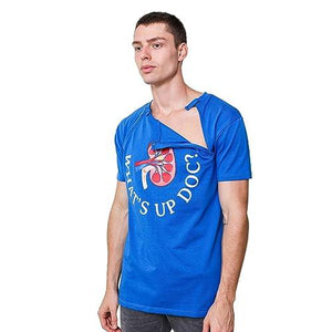 MandMcares Dialysis Chest Port Catheter Access Chemotherapy Shirts New Added Snap Button on Top Zippers for Decency (X-Large, Blue)