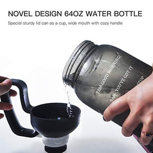 64 OZ Water Bottle with Straw, Motivational Water Bottle with Time Marker