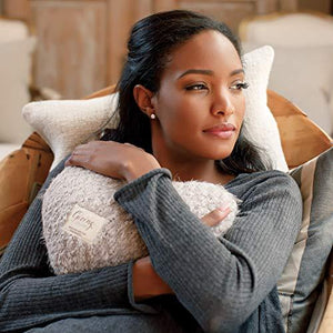 DEMDACO Cream Heart Shaped 10 x 11 inch Plush Polyester Decorative Throw Giving Pillow