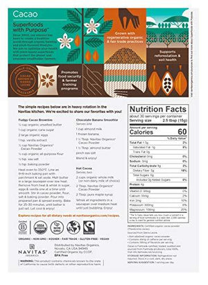 Navitas Organics Cacao Powder, 16oz. Bag, 30 Servings
