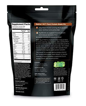 Nutiva Organic MCT Protein Plant-Based Shake Mix, Chocolate, 13.76 Oz 6g MCTs & 20g Clean Protein