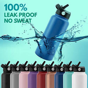 Amazing Items Personalized Water Bottle w/ Straw & Lid, 24 oz - Teal | Custom Stainless Steel Sports Water Bottle w/ Name and Text - Double-Wall, Vacuum Insulated - Rotating Handle