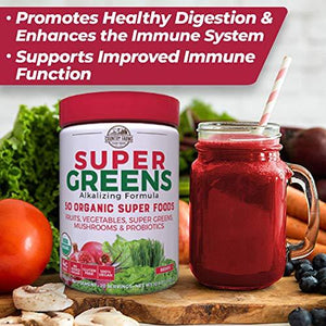 Country Farms Super Greens Banana Flavor, 50 Organic Super Foods 20 Servings, 10.6 Ounce