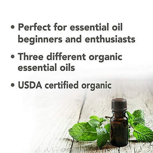 Bloomy Essentials Top 3 Organic Essential Oils Starter Set 10 mL (1/3 oz)