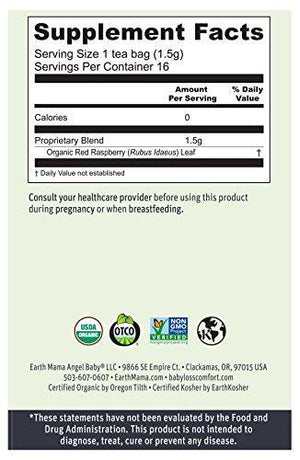 Earth Mama Organic Raspberry Leaf Tea Bags for Labor Tonic and Menstrual Support, 16-Count (3-Pack)