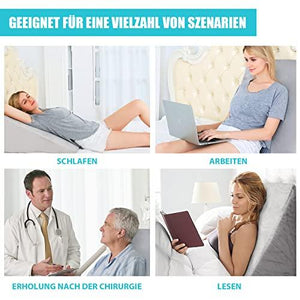 Lisenwood Foam Bed Wedge Pillow Set - Reading Pillow & Back Support Wedge Pillow for Sleeping - 2 Separated Sit Up Pillows for Bed - Angled Bed Pillow, Triangle Pillow for Back and Legs Support Gray