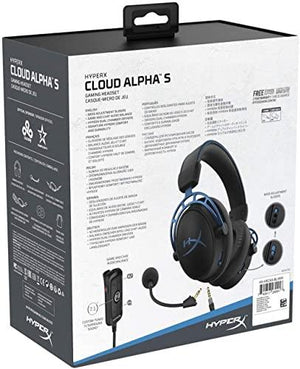 HyperX Cloud Alpha S - PC Gaming Headset, 7.1 Surround Sound, Adjustable Bass, Dual Chamber Drivers, Chat Mixer, Breathable Leatherette, Memory Foam, and Noise Cancelling Microphone - Blue