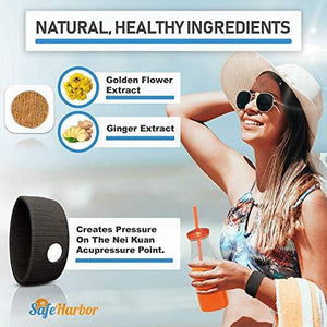 SafeHarbor Motion Sickness Relief and Anti Nausea Kit for Your Cruise Essentials | 2 Motion Sickness Bands 10 Natural + Herbal Relief Patches| Works for Children and Adults | Helpful E-Book Included