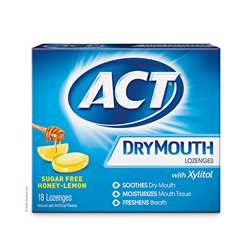 ACT Dry Mouth Lozenges With Xylitol, Sugar Free Honey-Lemon, 18 Count