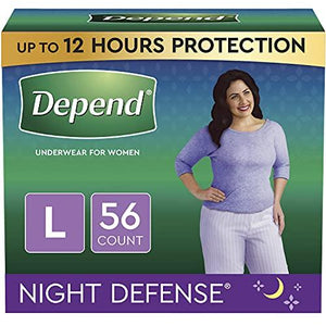 Depend Night Defense Adult Incontinence Underwear for Women, Disposable, Overnight, Large, Blush, 56 Count (4 Packs of 14) (Packaging May Vary)
