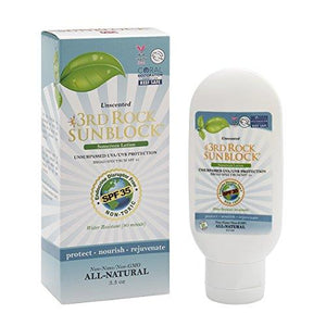 3rd Rock Sunblock (1 Pack) Natural Organic Zinc Sunscreen / SPF 35+ / UNSCENTED / Chemical Free Lotion with Moisturizer