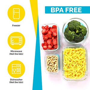 Utopia Kitchen Glass Food Storage Container Set  BPA Free (Blue, 18 Piece Set)