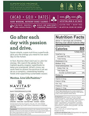 Navitas Organics Superfood Power Snacks, Cacao Goji, 8 oz. Bag, 11 Servings — Organic, Non-GMO, Gluten-Free