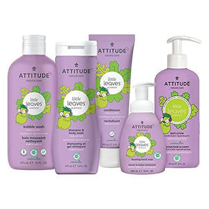 ATTITUDE Shampoo and Body Wash for Kids, EWG Verified, Plant- and Mineral-Based Ingredients, Hypoallergenic Vegan and Cruelty-Free, Vanilla & Pear, 16 Fl Oz