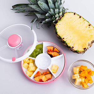 GoBe Kids Snack Spinner - Reusable Snack Container with 5 Compartment Dispenser and Lid | BPA and PVC Free | Dishwasher Safe | No Spill, Leakproof | for Toddlers, Babies, Home, Travel