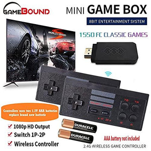 Gamebound 1550 Classic Retro 8-Bit Games 4K Stick Console Console,2 Wireless Controllers, save and load games