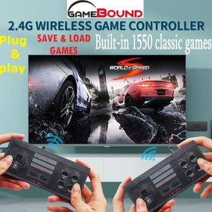 Gamebound 1550 Classic Retro 8-Bit Games 4K Stick Console Console,2 Wireless Controllers, save and load games