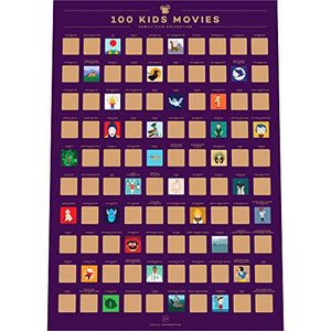 Enno Vatti 100 Kids Movies Scratch Off Poster – Top Family Films of All Time List (16.5