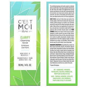 C'est Moi Clarify Cleansing Scrub | Gentle Facial Cleanser, Exfoliating Scrub, Works on Delicate & Sensitive Skin, Clinically Tested Non-Toxic Ingredients feat. Salicylic Acid, EWG Verified, 4 fl oz