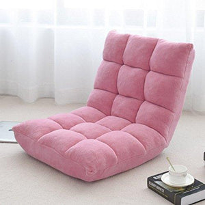 Giantex 14-Position Floor Folding Gaming Sofa Chair Lounger Folding Adjustable Sleeper Bed Couch Recliner (Pink)
