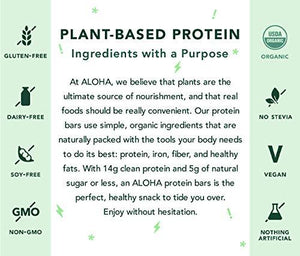 ALOHA Organic Plant Based Protein Bars Vanilla Almond Crunch 12 Count, 1.9oz Bars
