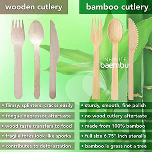 200 Piece Bamboo Cutlery Set 6.75
