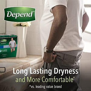 Depend Fit-Flex Adult Incontinence Underwear Men, Maximum Absorbency, Small/Medium, Grey, 80 Count