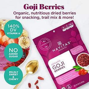 Navitas Organics Goji Berries, 8 oz. Bag, 8 Servings — Organic, Non-GMO, Sun-Dried, Sulfite-Free