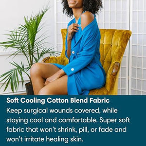 Brobe Post Surgery Robe with 6 Internal Pockets for Mastectomy, Mommy Makeover, Tummy Tuck, Open Heart Surgery - (X-Large, Blue)