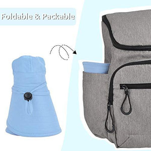 Womens Sun Hats Neck Flap Large Brim UV Protection Foldable Fishing Hiking Cap Blue